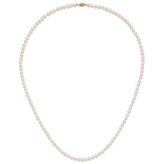 Collar de Perlas Cultivadas de Agua Dulce Blancas de 5-6 mm y 28 pulgadas de Largo, Oro 14k - Image 9