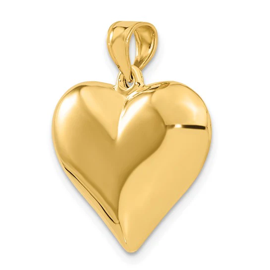 Colgante de Corazón 3D Puffed Pulido en 14K - Image 4