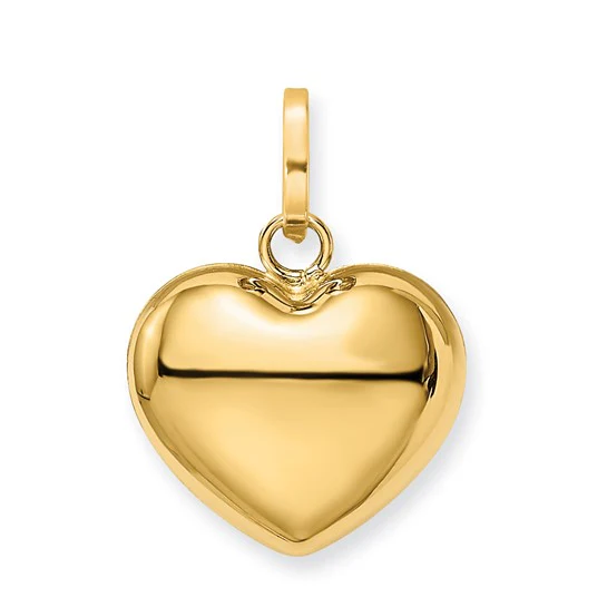 Colgante Corazón 3D Inflado Pulido en Oro de 14K - Image 4