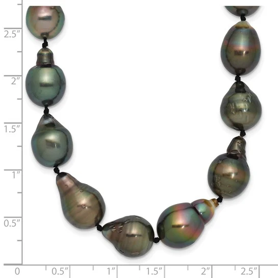 Collar de Oro Blanco de 14k con Perla Negra Barroca de Tahití Cultivada en Agua Salada - Graduado, 18 Pulgadas - Image 5