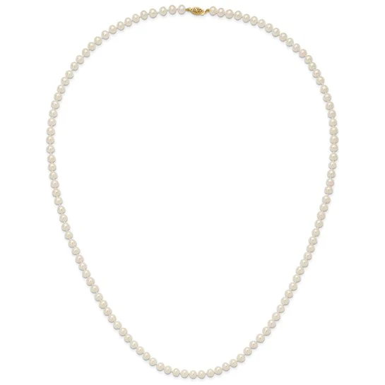 Collar de Oro Amarillo de 14k con Perlas Blancas Casi Redondas de Agua Dulce Cultivadas - 28 Pulgadas - Image 5