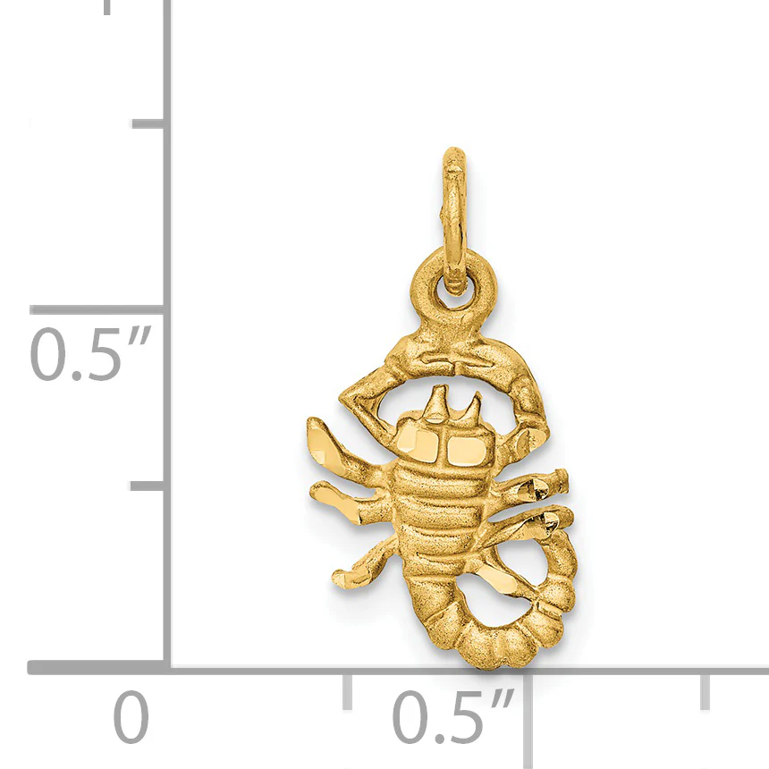 Dije de Escorpio en Oro de 14k con Corte Diamantado Satinado - Image 3