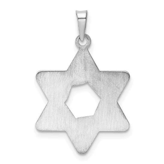 Colgante Sólido de Estrella de David en Oro Blanco de 14k Pulido y Texturizado - Image 4
