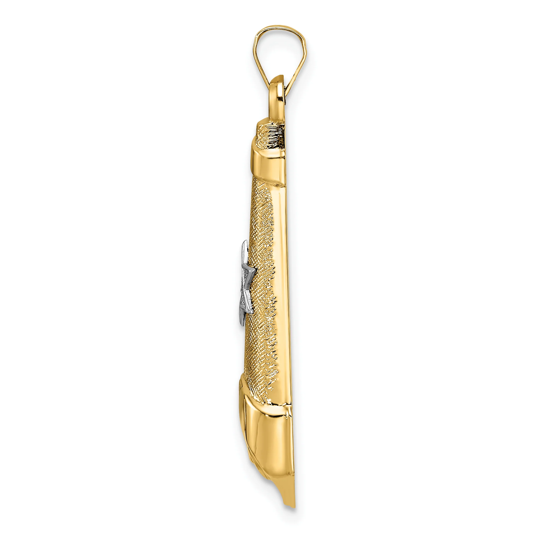 Colgante de Pergamino y Estrella Hueco en Oro de 14k Bicolor - Image 2