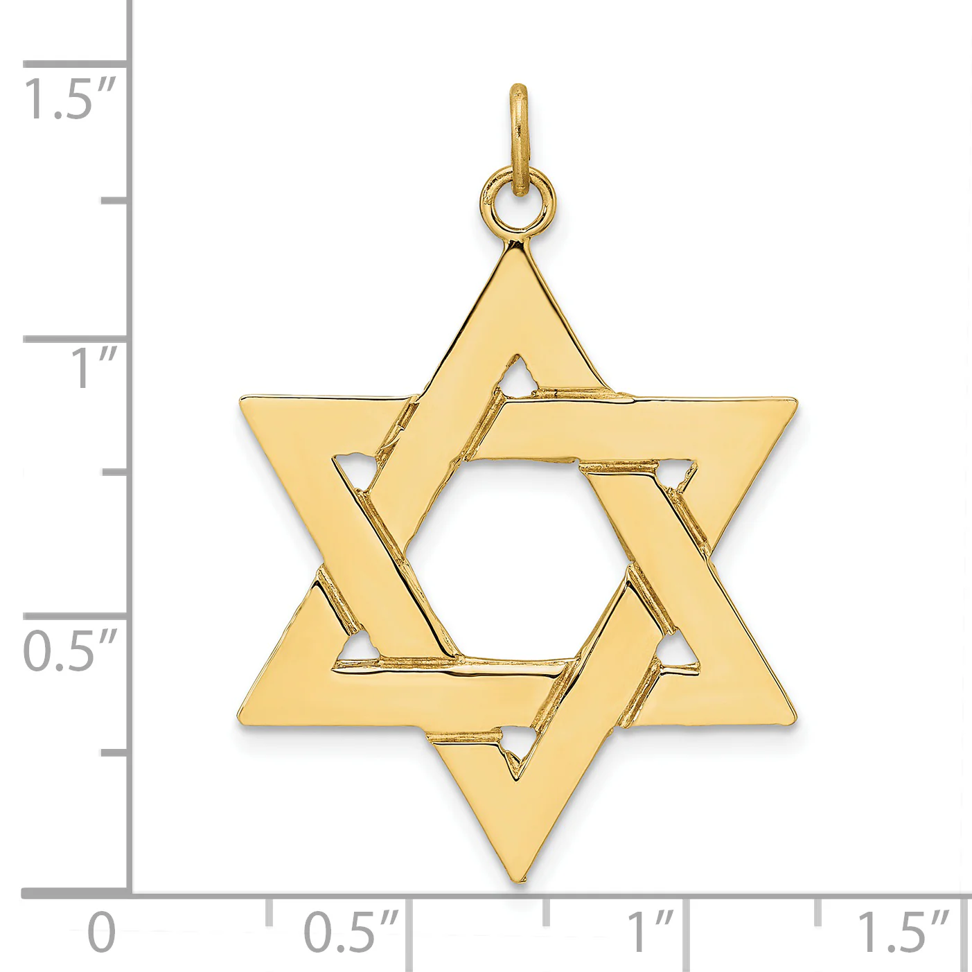 Colgante Sólido de Estrella de David en Oro de 14k Amarillo Pulido - Image 3