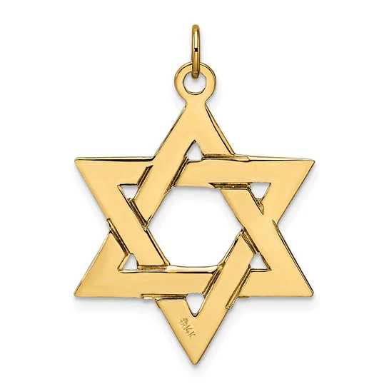 Colgante Sólido de Estrella de David en Oro de 14k Amarillo Pulido - Image 4
