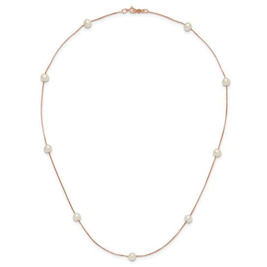 Collar de Perlas Cultivadas de Agua Dulce en Oro Rosa de 14k - Image 3