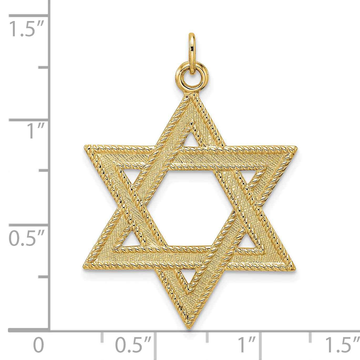 Colgante Sólido de Estrella de David en Oro de 14k Amarillo Pulido y Texturizado - Image 3
