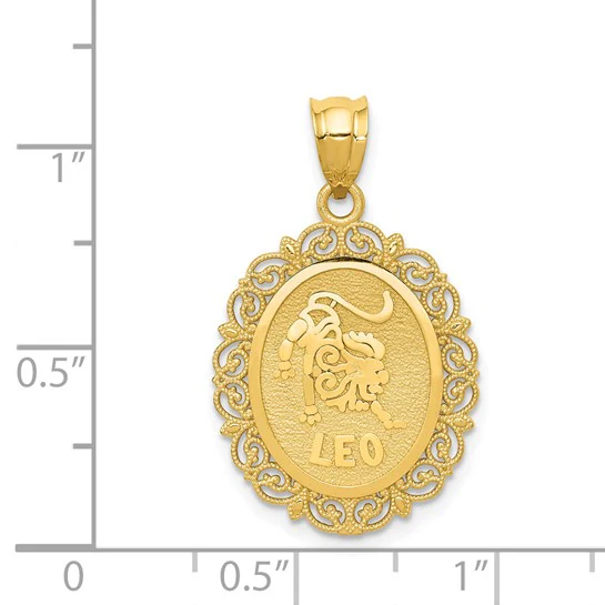 Dije de Leo en Oro Sólido Satinado de 14k, ovalado - Image 4