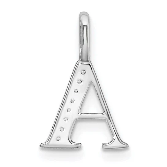 Colgante de Inicial Letra "A" en Oro Blanco de 14k con Diamantes - Image 3
