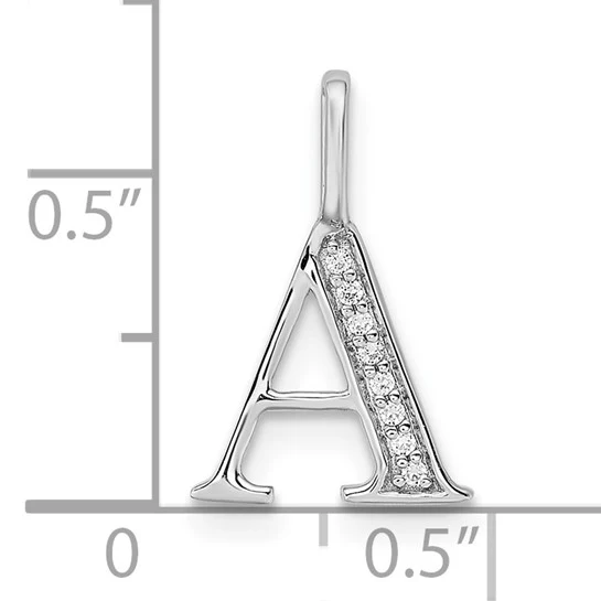 Colgante de Inicial Letra "A" en Oro Blanco de 14k con Diamantes - Image 4
