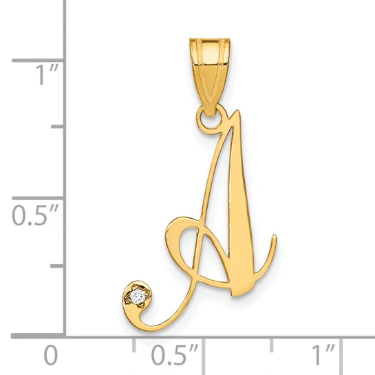 Colgante Inicial "A" en Oro Amarillo de 14k con Diamante - Image 4