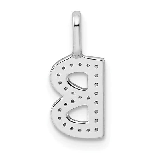 Colgante Inicial Letra B en Oro Blanco de 14k con Diamante - Image 3