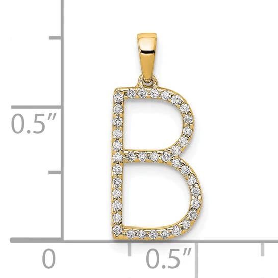 Colgante Inicial Letra B en Oro Amarillo de 14k con Diamante - Image 4