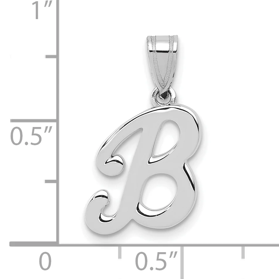 Colgante Inicial Letra B en Oro Blanco de 14k Estilo Script - Image 3