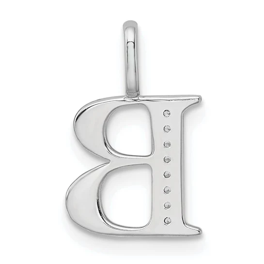 Colgante Inicial Letra B en Oro Blanco de 14k con Diamante - Image 3