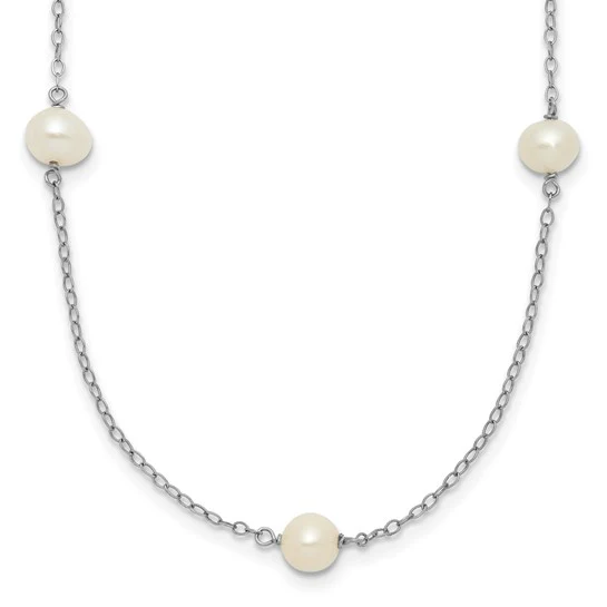 Collar de Perlas Cultivadas de Agua Dulce en Oro Blanco de 14k - Image 5