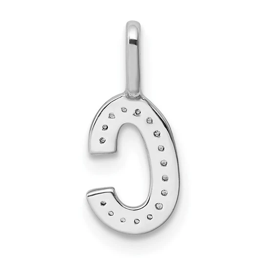 Colgante con la Inicial "C" en Oro Blanco de 14k con Diamantes - Image 3
