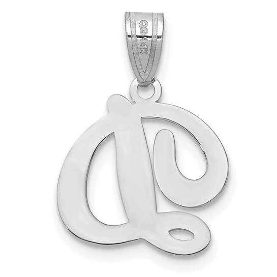 Dije Inicial de Letra D en Oro Blanco de 14k con Estilo Cursiva - Image 4