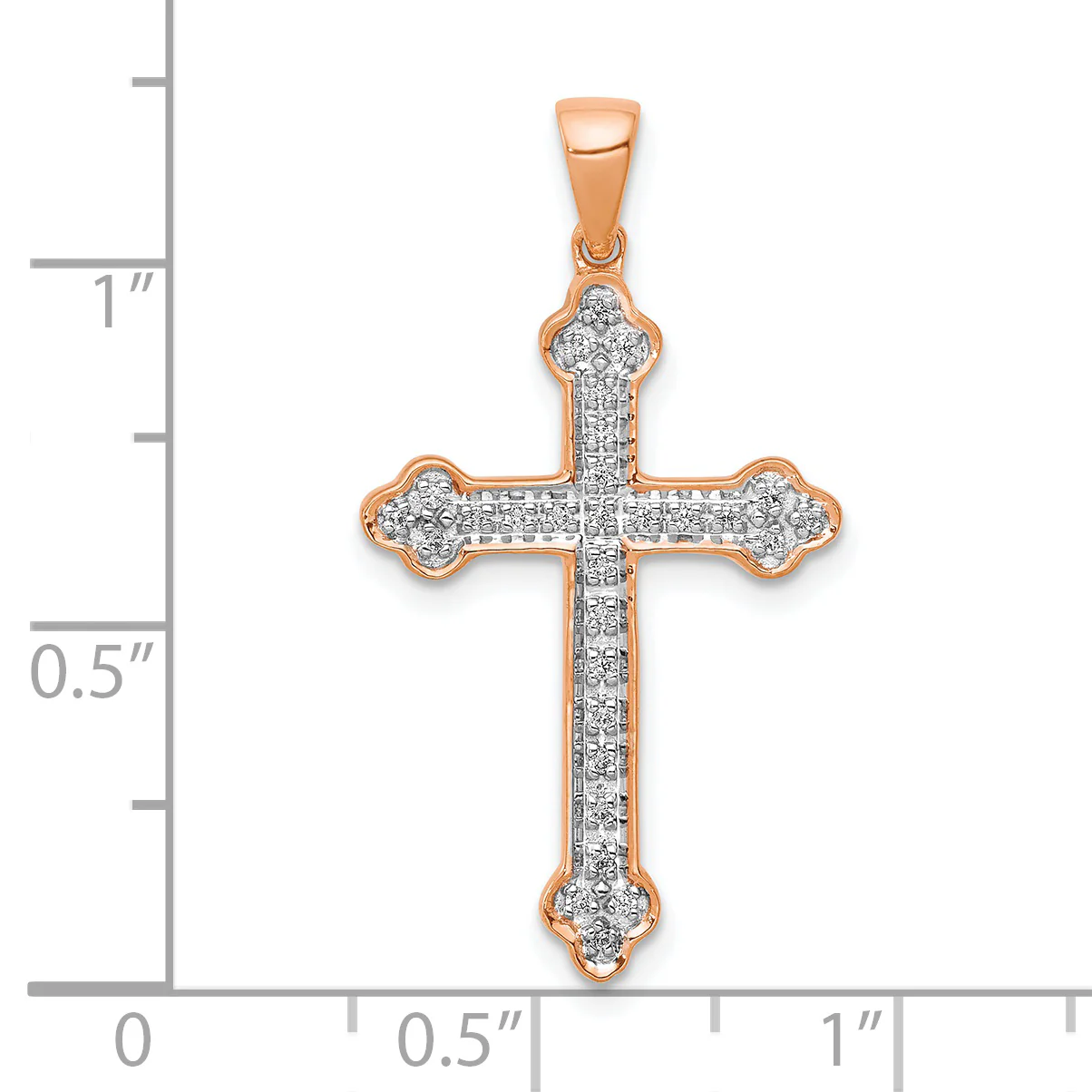 Dije de Cruz con Diamantes en Oro Rosa de 14k y Rodio - Image 2