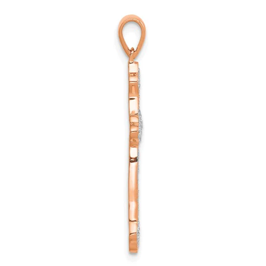Dije de Cruz con Diamantes en Oro Rosa de 14k y Rodio - Image 3