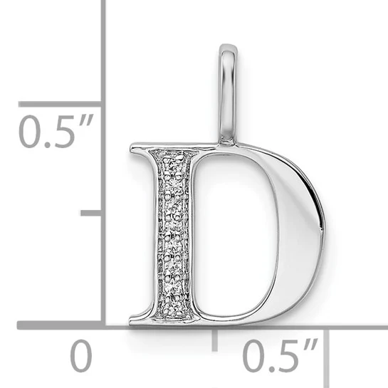 Dije de Inicial con Letra D y Diamante en Oro Blanco de 14k - Image 4