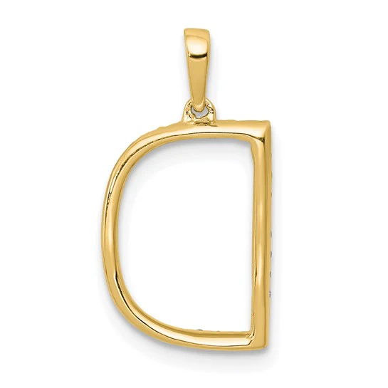 Dije de Inicial con Letra D y Diamante en Oro Amarillo de 14k - Image 3