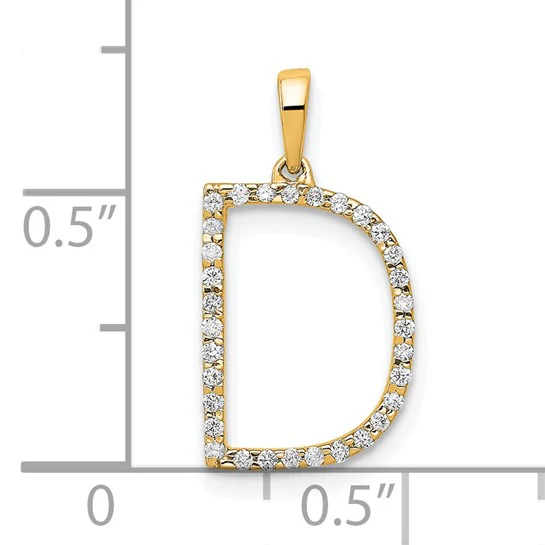 Dije de Inicial con Letra D y Diamante en Oro Amarillo de 14k - Image 4