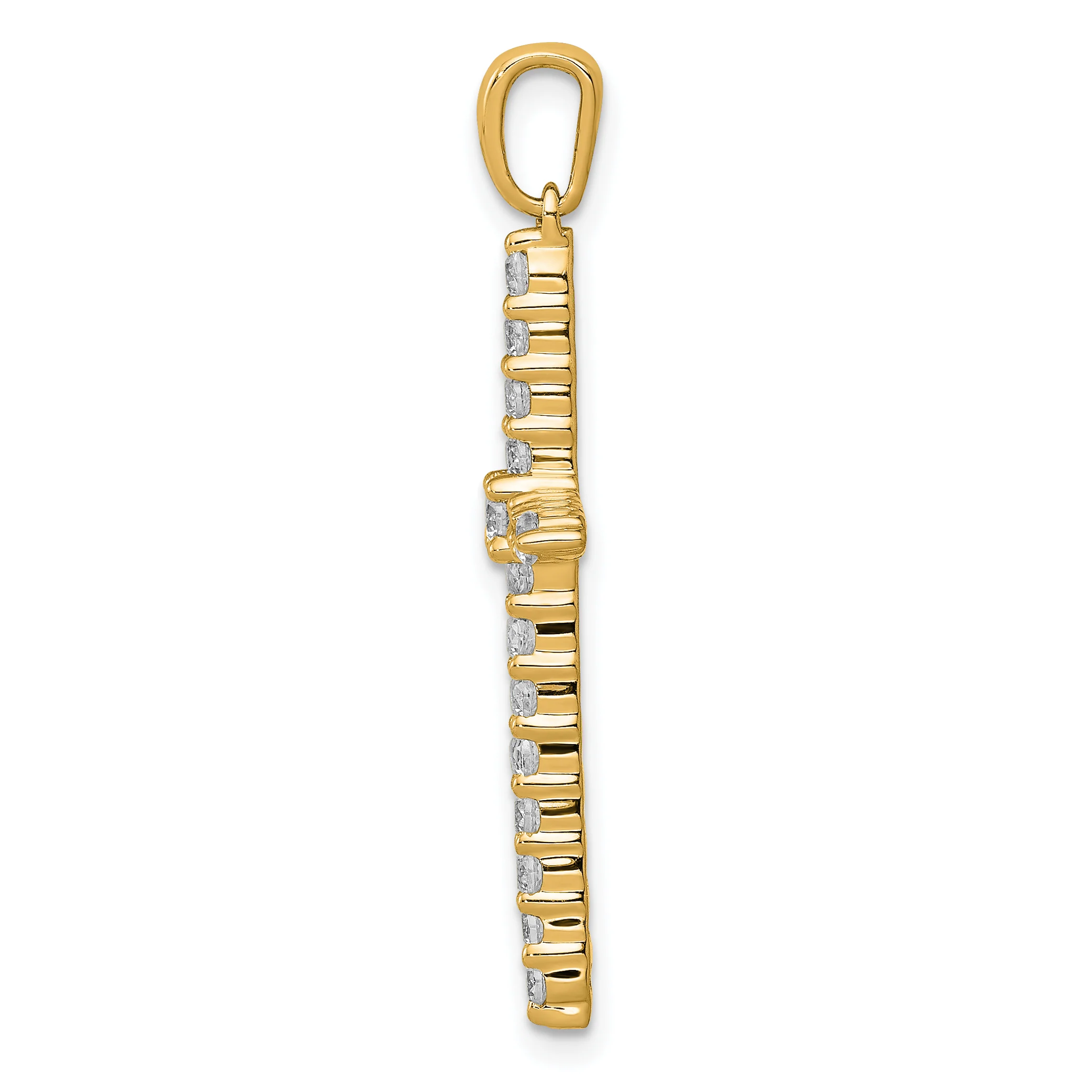 Collar con Dije de Cruz de Oro Amarillo de 14k y Diamantes Cultivados en Laboratorio de 1 Quilate (VS/SI+ G+) – 18 Pulgadas - Image 2