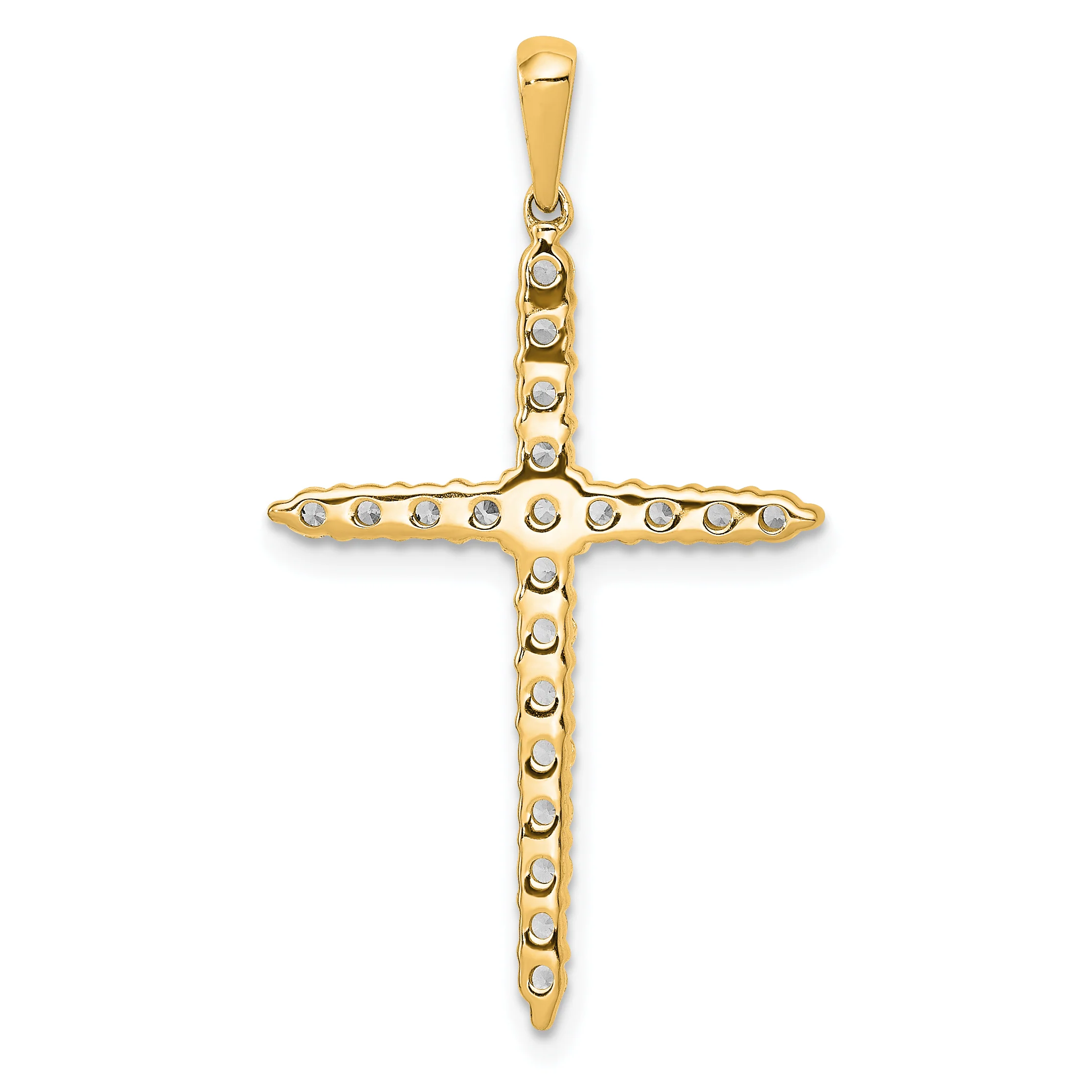 Collar con Dije de Cruz de Oro Amarillo de 14k y Diamantes Cultivados en Laboratorio de 1 Quilate (VS/SI+ G+) – 18 Pulgadas - Image 3