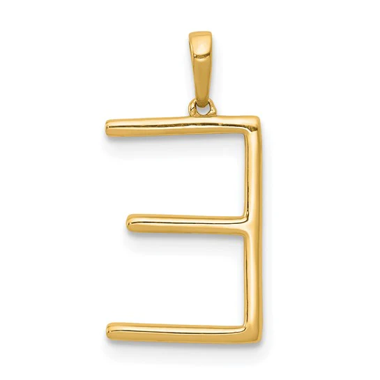 Dije con la Inicial "E" en Oro Amarillo de 14k con Diamante - Image 3