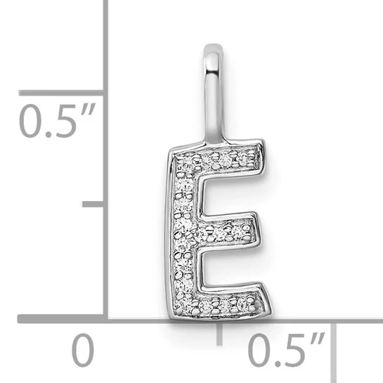 Colgante de Letra "E" en Oro Blanco de 14k con Diamantes - Image 4