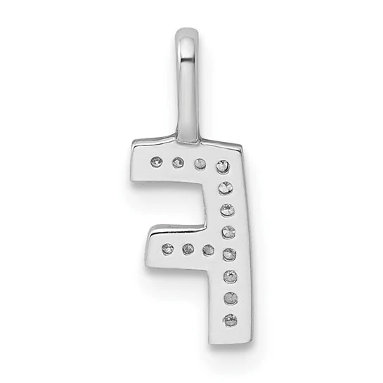 Colgante de Letra "F" en Oro Blanco de 14k con Diamantes - Image 3