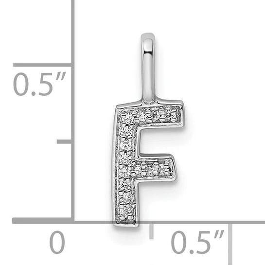 Colgante de Letra "F" en Oro Blanco de 14k con Diamantes - Image 4