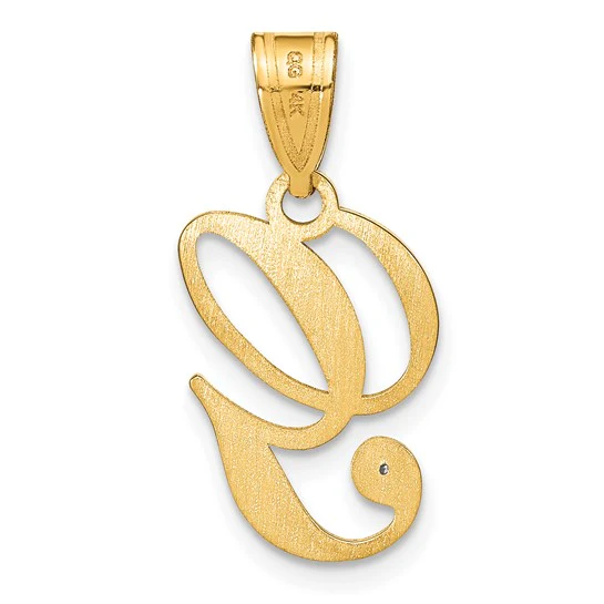 Dije Letra G en Escritura Manual con Diamante en Oro Amarillo de 14K - Image 3