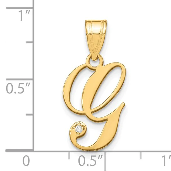 Dije Letra G en Escritura Manual con Diamante en Oro Amarillo de 14K - Image 4
