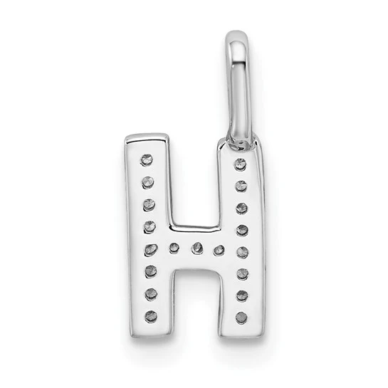 Dije Letra H en Oro Blanco de 14K con Diamante - Image 3