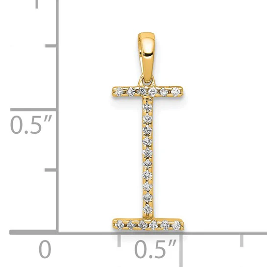 Dije Inicial "I" en Oro Amarillo de 14K con Diamante - Image 4