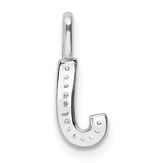 Dije de Inicial "J" con Diamante en Oro Blanco de 14k - Image 3