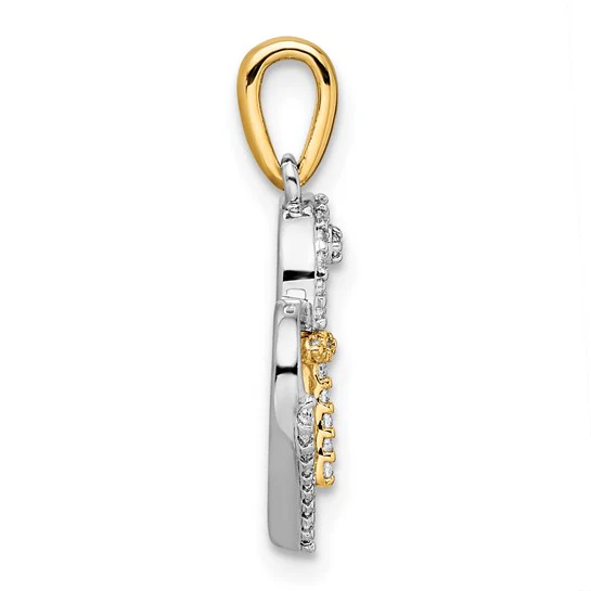 Dije de Corazón con Cruz en Oro de 14k Bicolor con Diamantes - Image 2