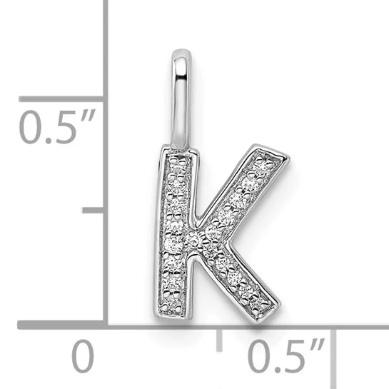 Colgante Inicial Letra K con Diamantes en Oro Blanco de 14K - Image 3