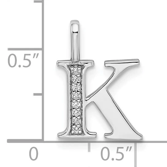 Colgante Inicial Letra K con Diamantes en Oro Blanco de 14K - Image 4