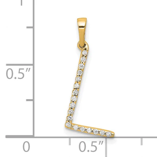 Dije Inicial Letra “L” con Diamantes en Oro Amarillo de 14K - Image 3