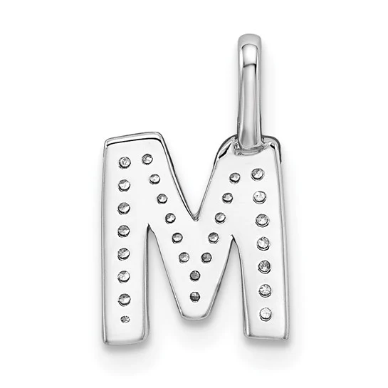 Colgante con Letra “M” en Oro Blanco de 14K con Diamantes - Image 4
