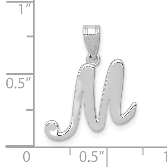Colgante con Letra “M” en Escritura Cursiva en Oro Blanco de 14K - Image 4