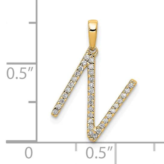 Dije con Letra "N" Inicial en Oro Amarillo de 14K con Diamantes - Image 4