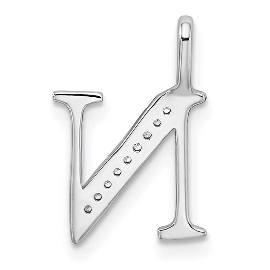 Dije con Letra “N” en Oro Blanco de 14K con Diamantes - Image 3