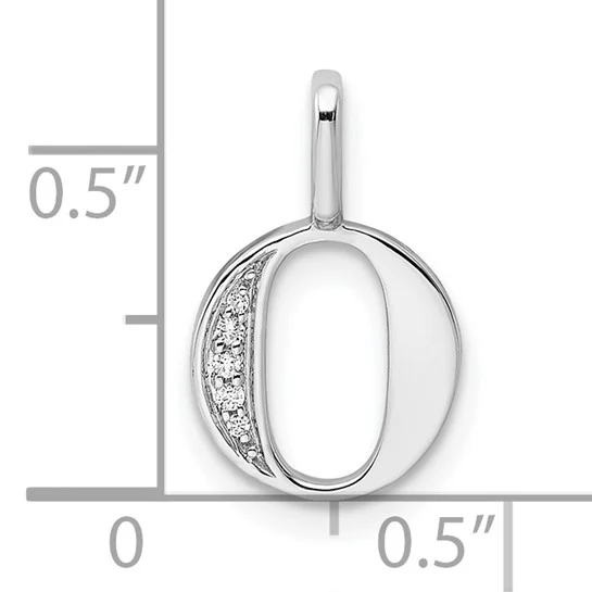 Dije Inicial Letra “O” en Oro Blanco de 14K con Diamantes - Image 3