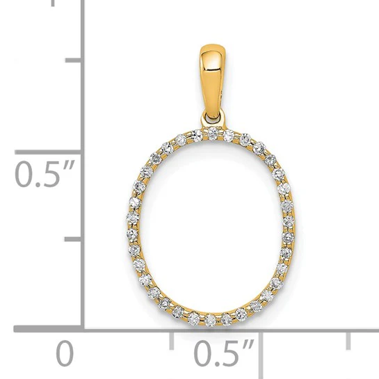 Dije Inicial Letra “O” en Oro Amarillo de 14K con Diamantes - Image 4