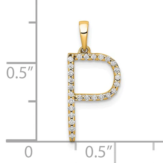Dije Inicial "P" con Diamantes en Oro Amarillo de 14k - Image 4